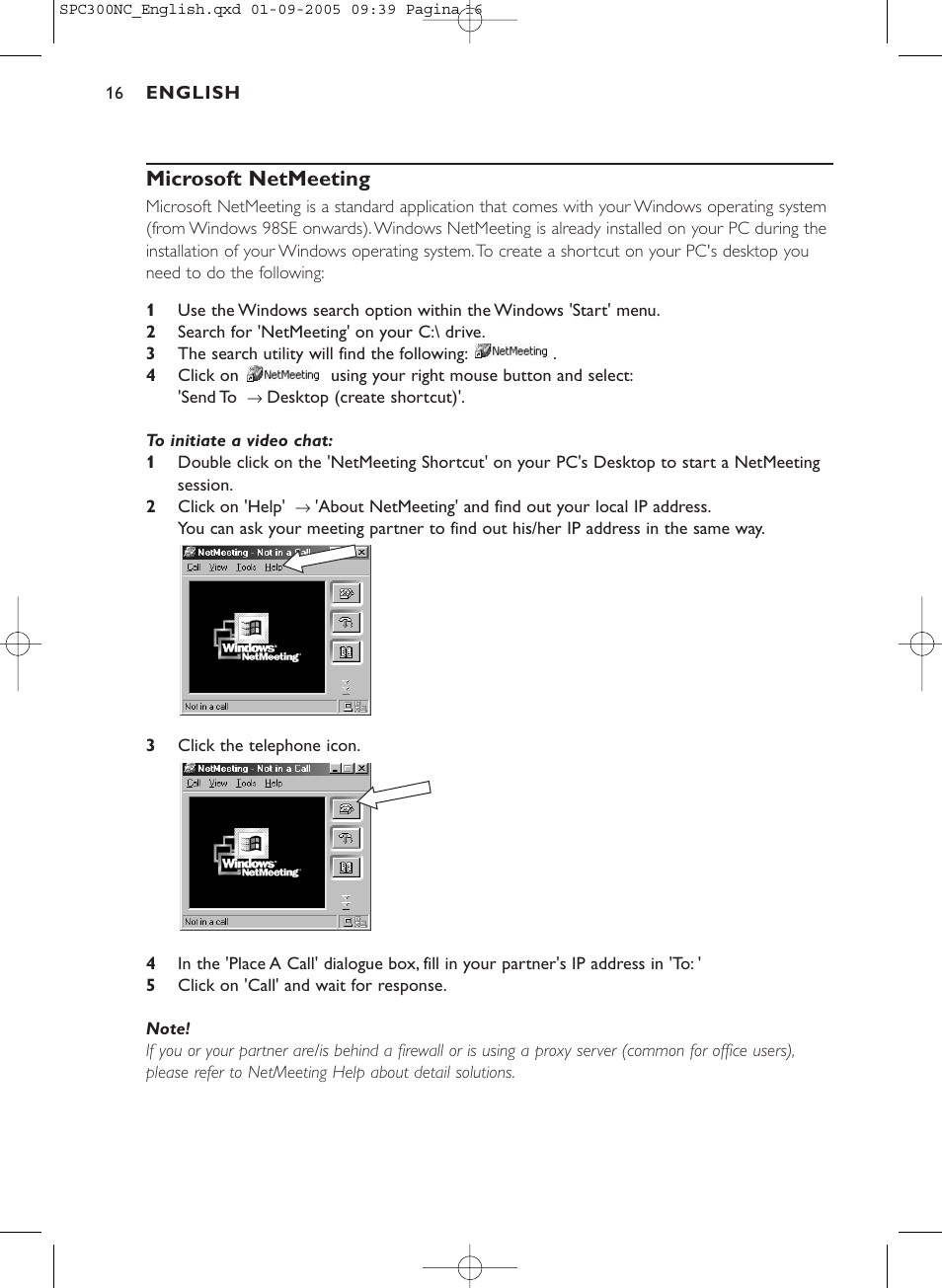 Microsoft netmeeting | Philips SPC 300NC User Manual | Page 16 / 22