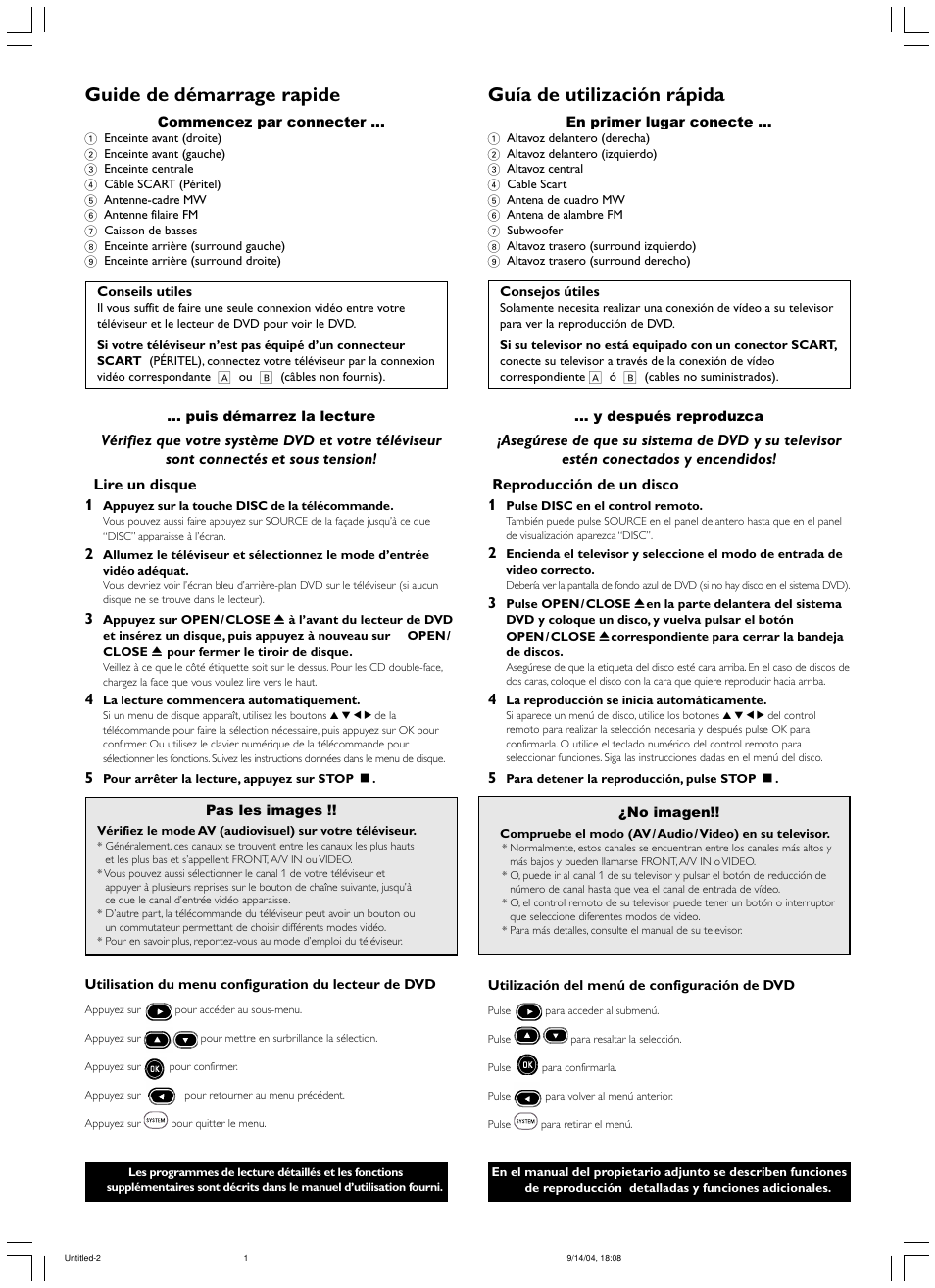 Guide de démarrage rapide, Guía de utilización rápida | Philips MX2500/01 User Manual | Page 3 / 8