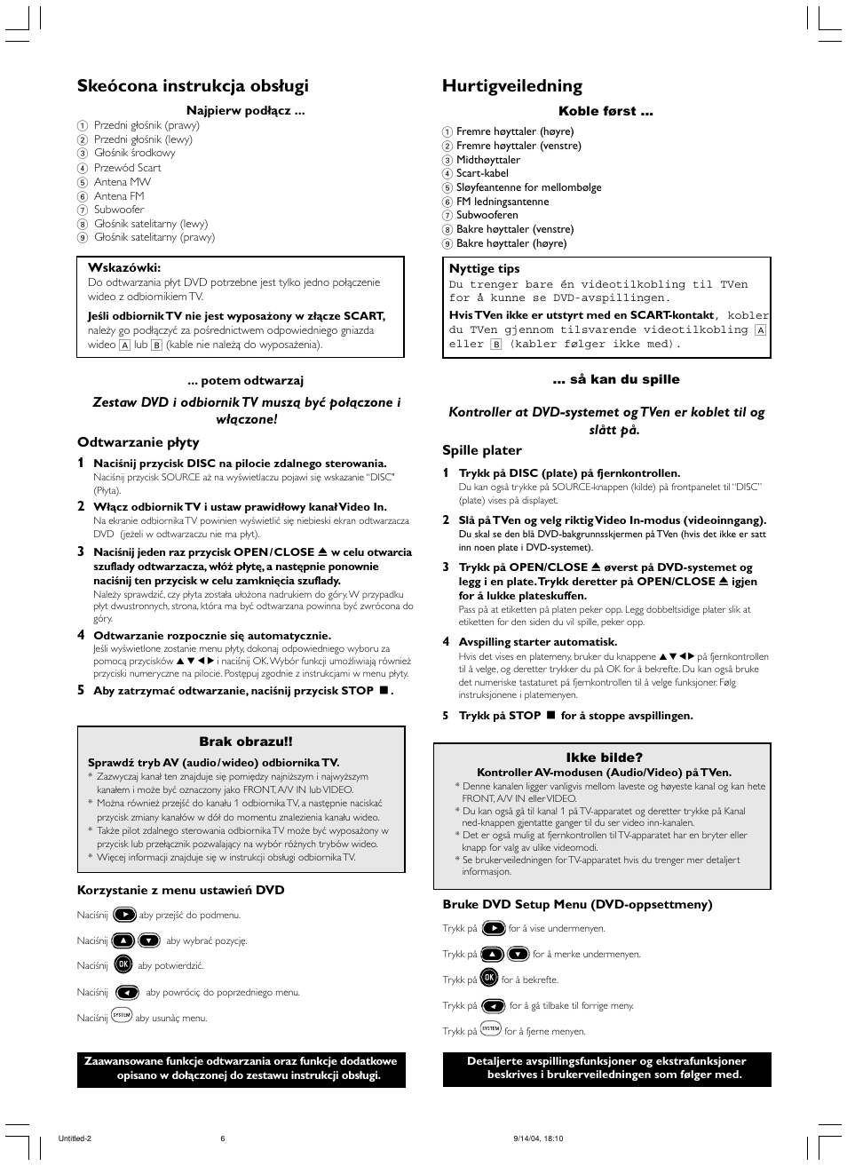 Skeócona instrukcja obsługi, Hurtigveiledning | Philips MX2500/01 User Manual | Page 8 / 8