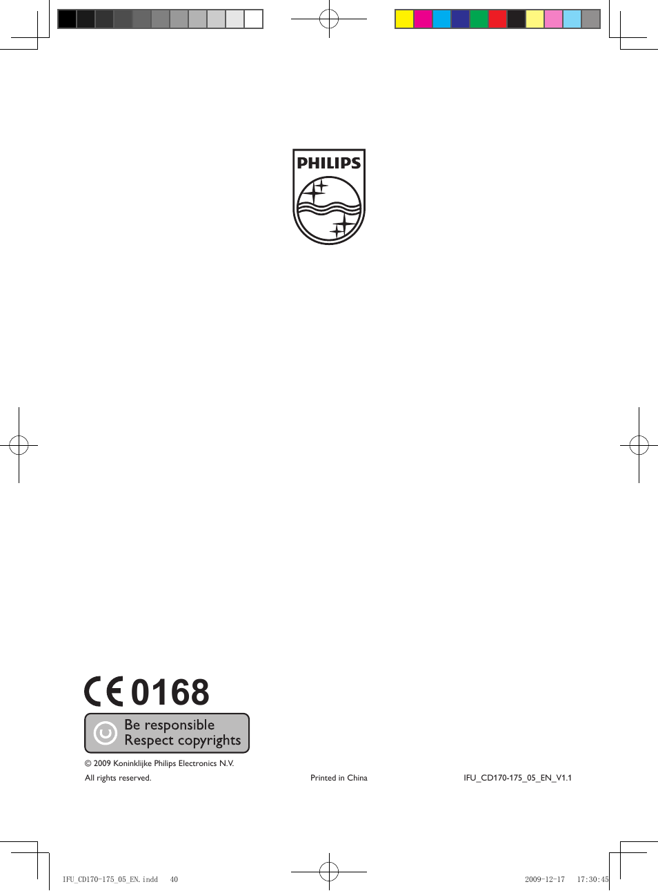Philips CD175 User Manual | Page 40 / 40