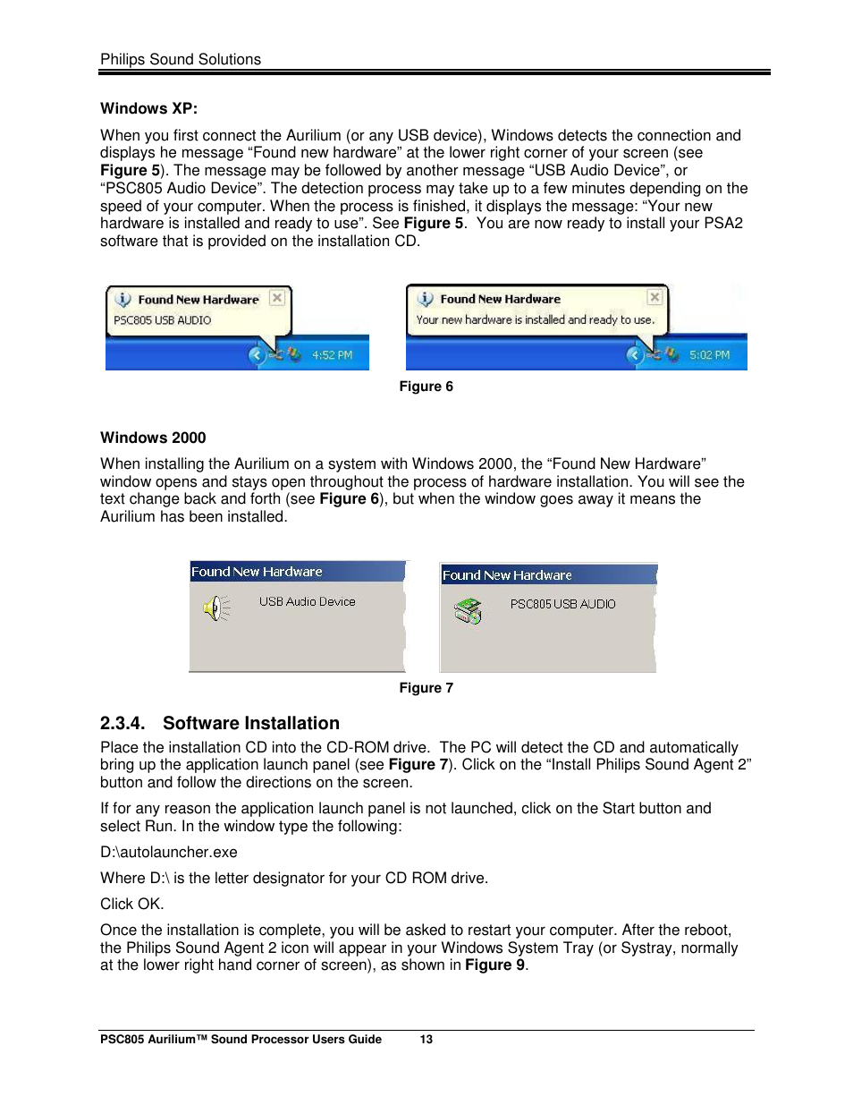 Software installation | Philips AURILIUM PSC805 User Manual | Page 18 / 46