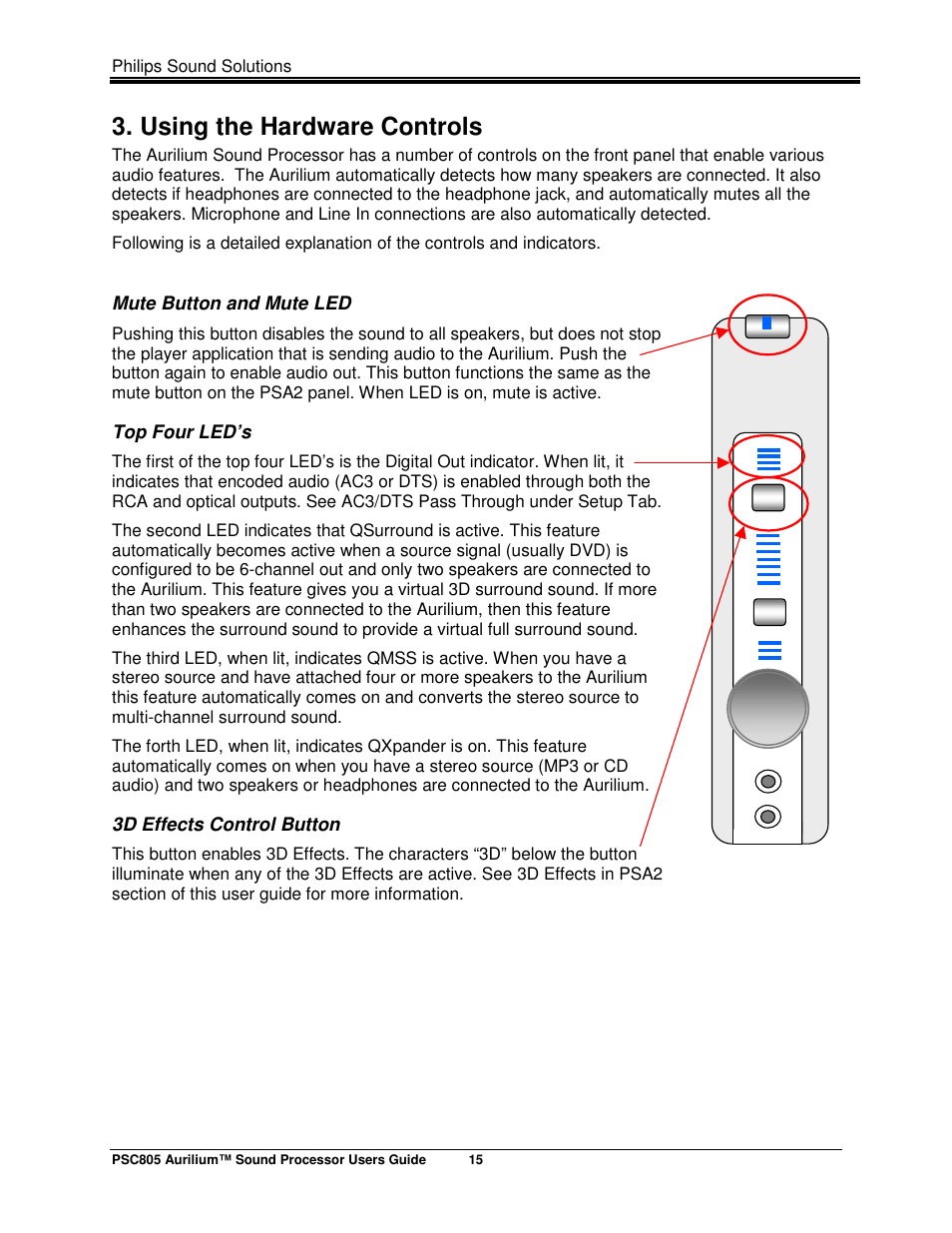 Using the hardware controls | Philips AURILIUM PSC805 User Manual | Page 20 / 46