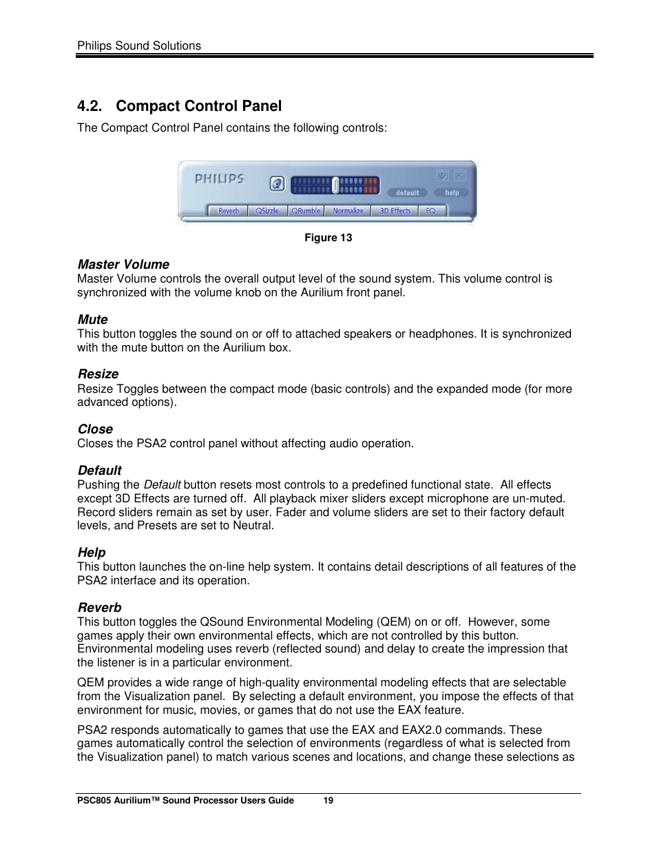 Compact control panel | Philips AURILIUM PSC805 User Manual | Page 24 / 46