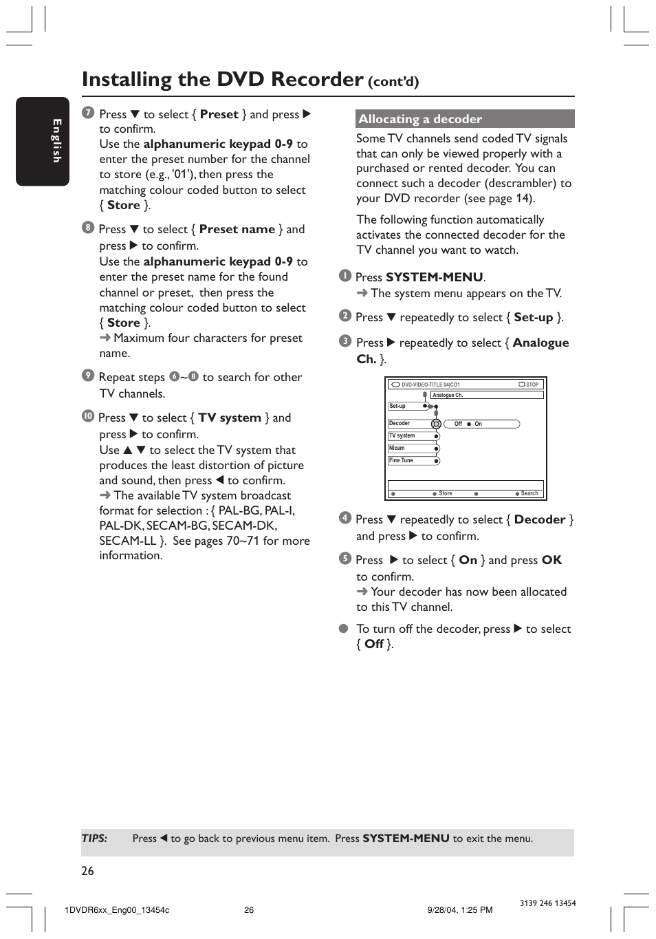 Installing the dvd recorder | Philips DVDR610 User Manual | Page 26 / 72