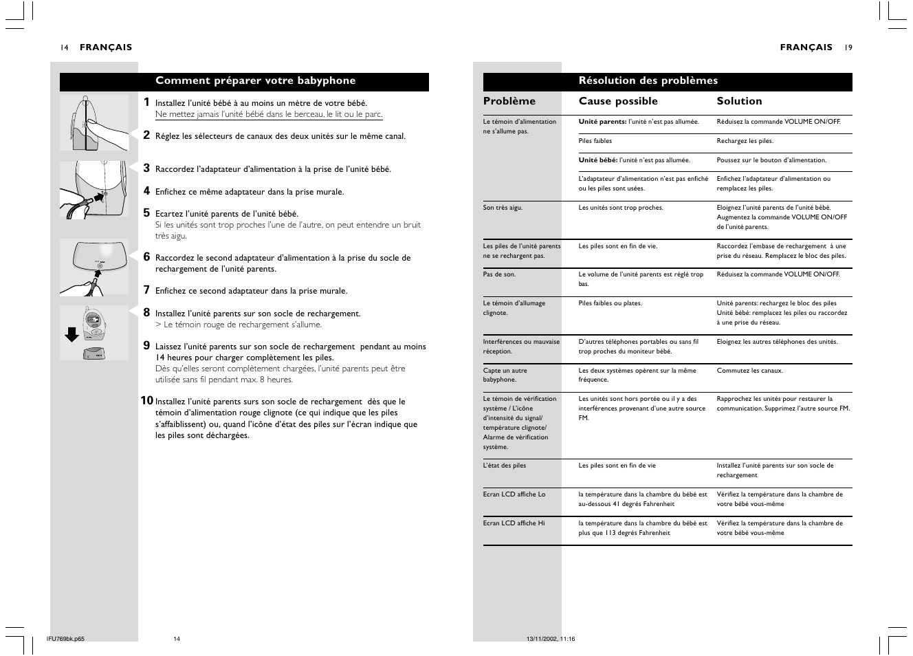 A channel b, Dc 9v charge power system check level | Philips SC769 User Manual | Page 14 / 16