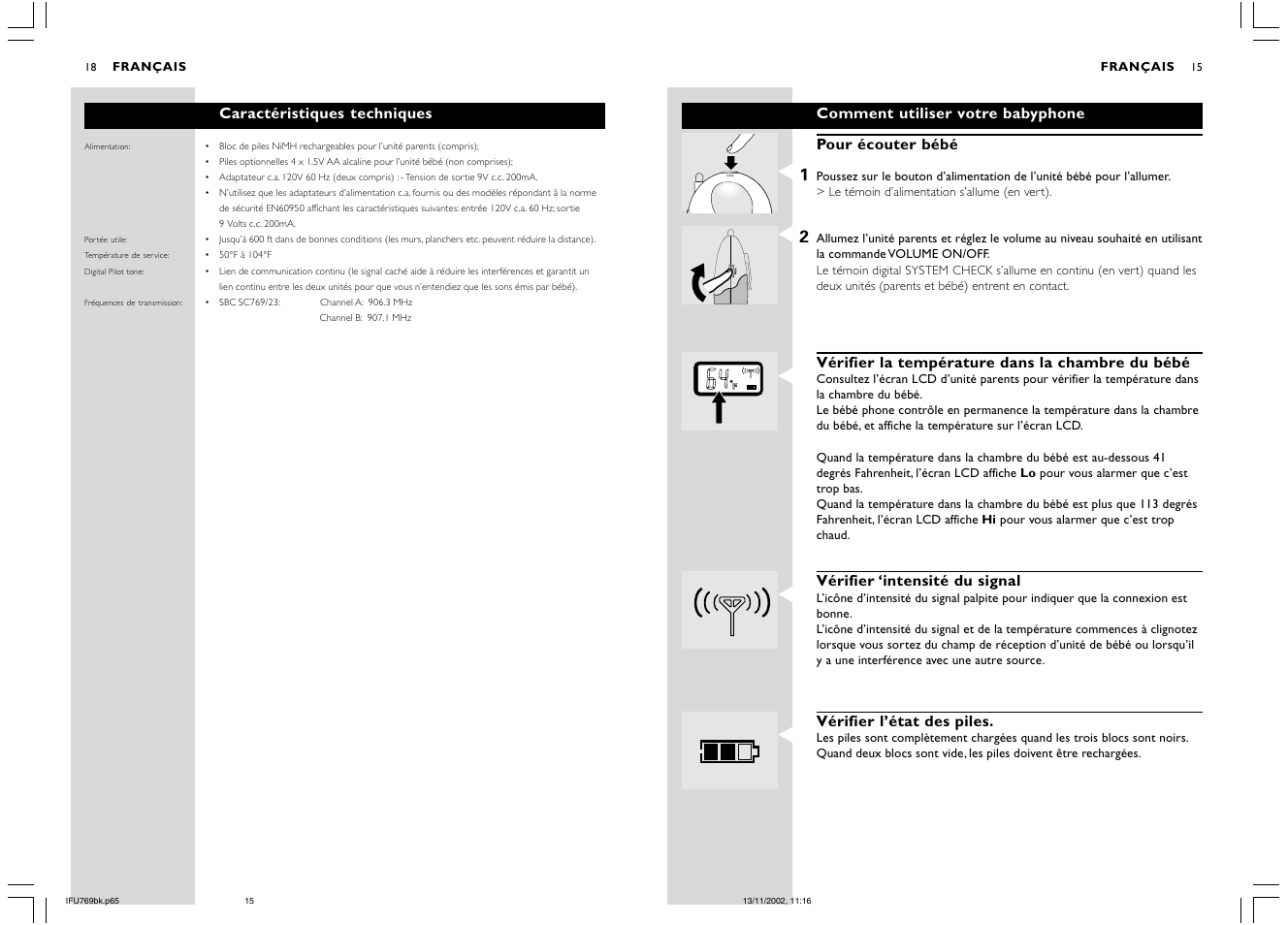 Power | Philips SC769 User Manual | Page 15 / 16