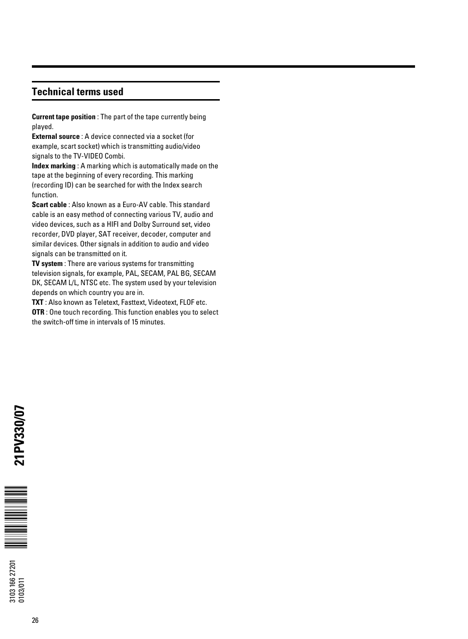 Technical terms used | Philips 21PV330/07 User Manual | Page 28 / 28