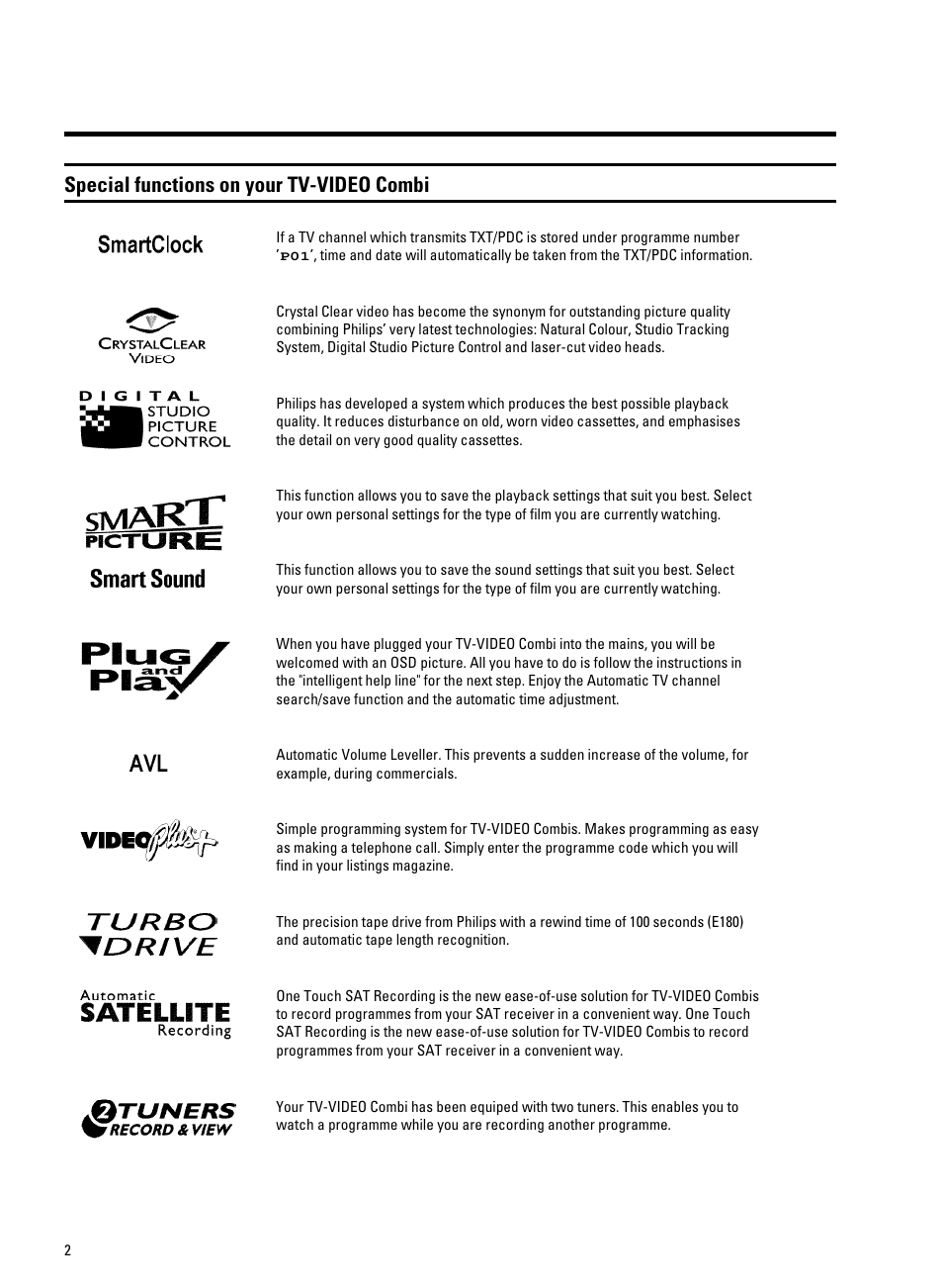 Special functions on your tv-video combi | Philips 21PV330/07 User Manual | Page 5 / 28