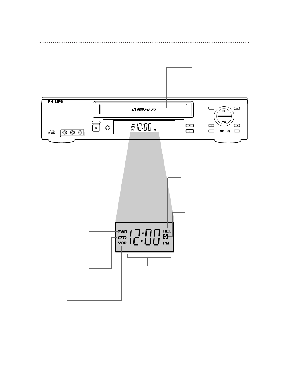 26 vcr display panel, Vr623cat | Philips VR623CAT User Manual | Page 26 / 56