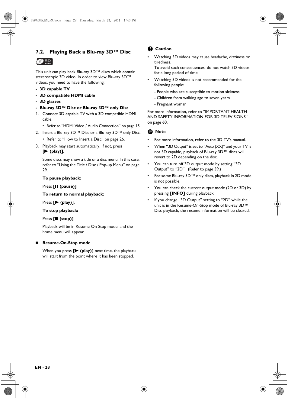 Playing back a blu-ray 3d™ disc | Philips BDP5506/F7 User Manual | Page 28 / 68