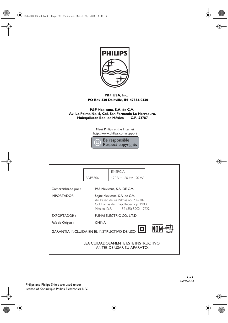 Philips BDP5506/F7 User Manual | Page 68 / 68