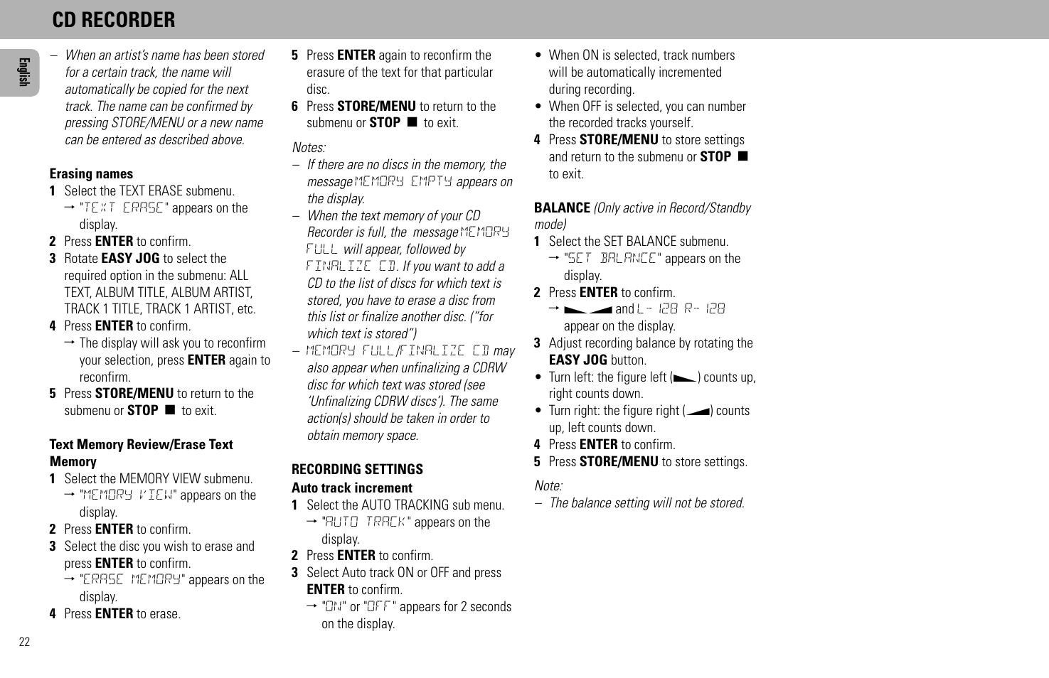 Cd recorder | Philips FW930SR User Manual | Page 22 / 34