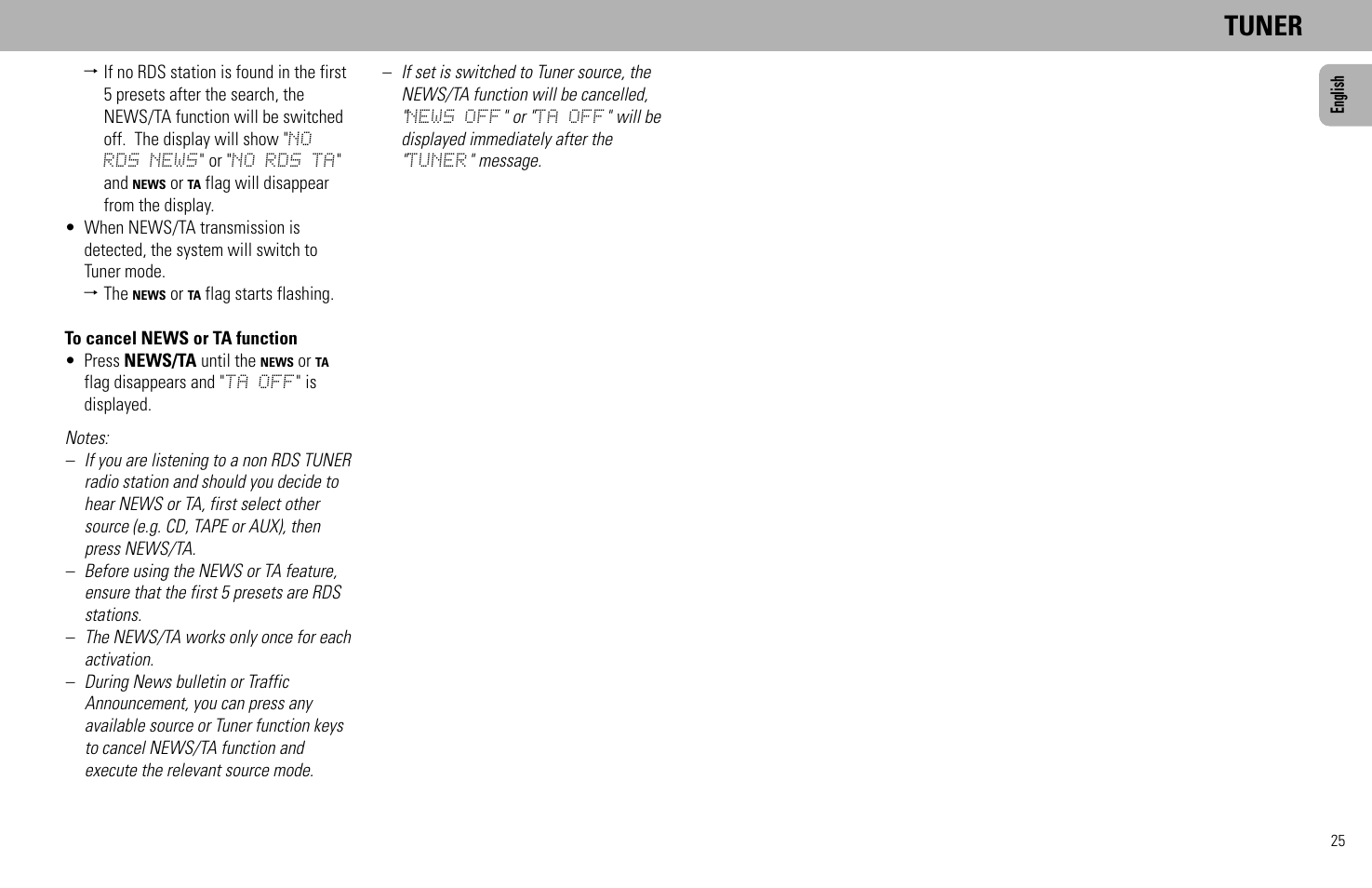 Tuner | Philips FW930SR User Manual | Page 25 / 34