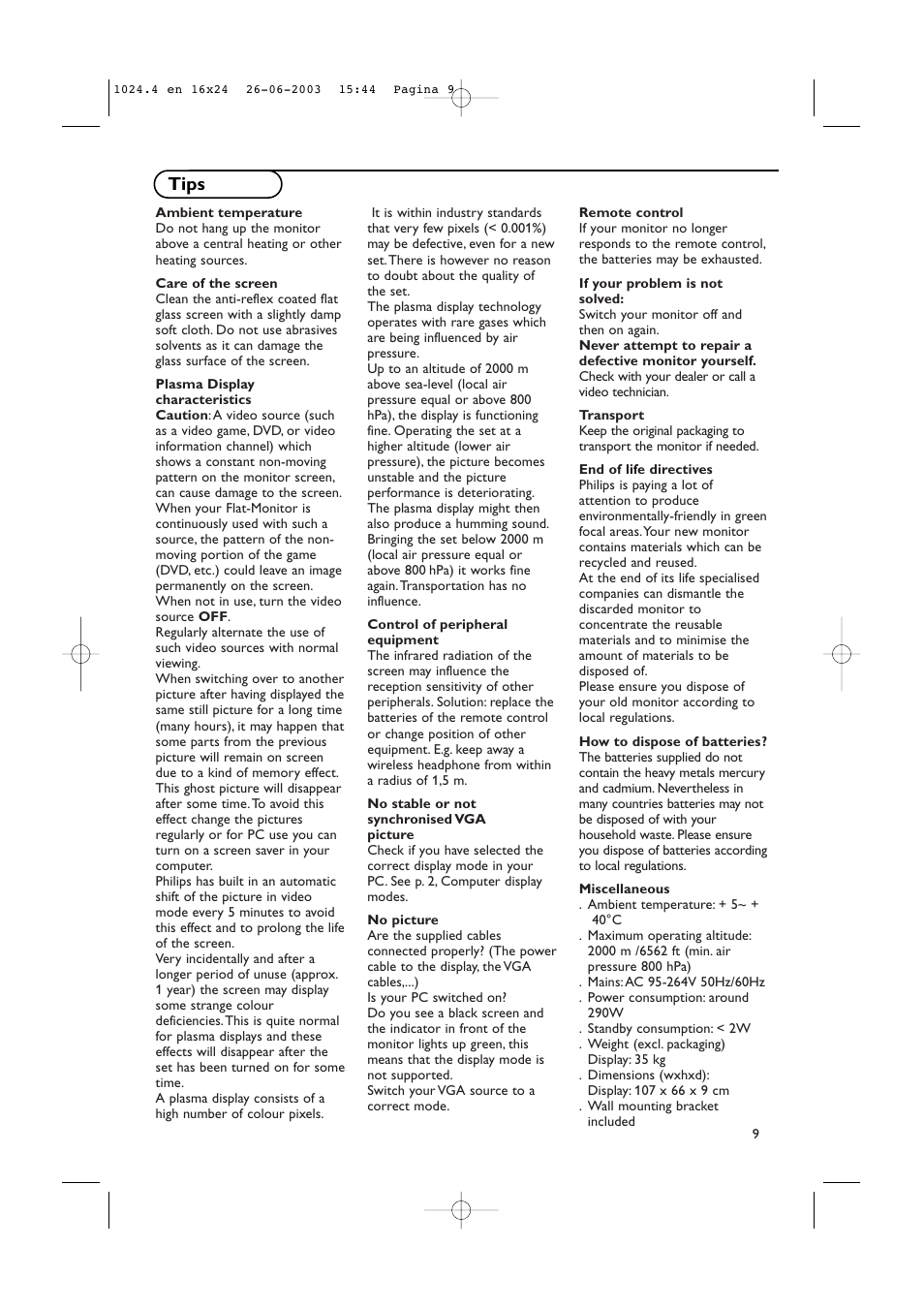 Tips | Philips RS232 User Manual | Page 12 / 13