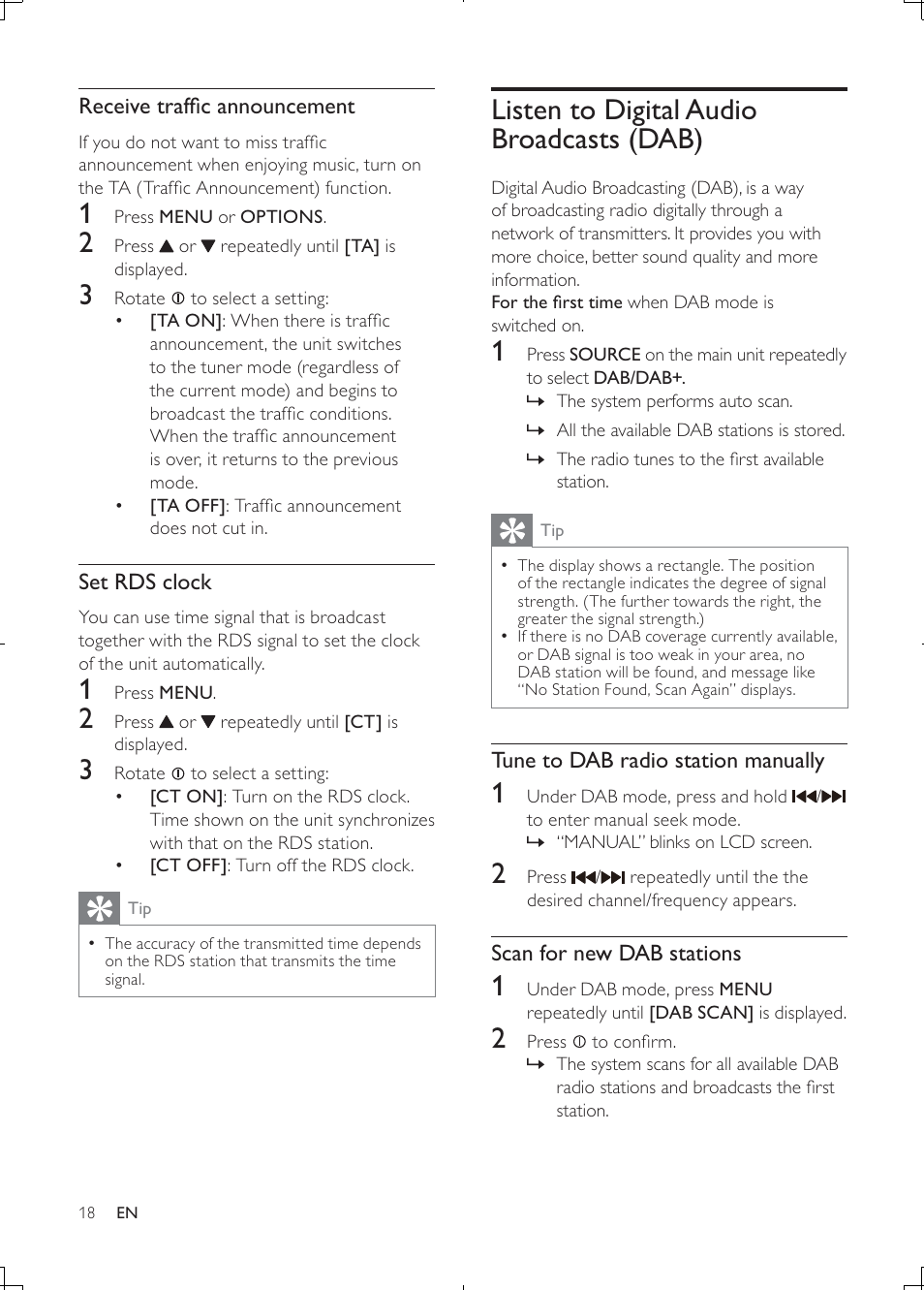 Listen to digital audio broadcasts (dab) | Philips CEM2000B User Manual | Page 17 / 28