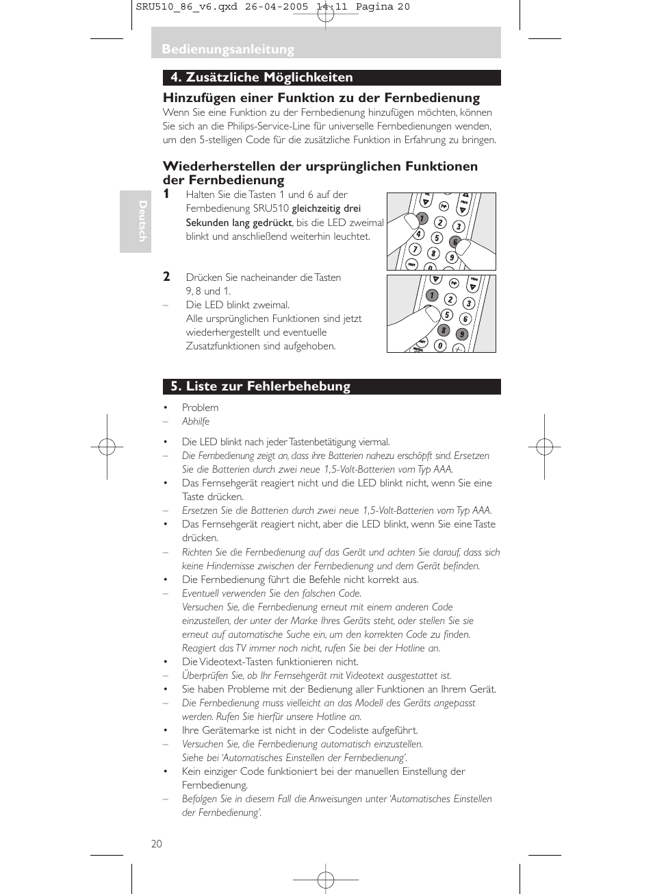 Philips SRU 510/86 User Manual | Page 20 / 60