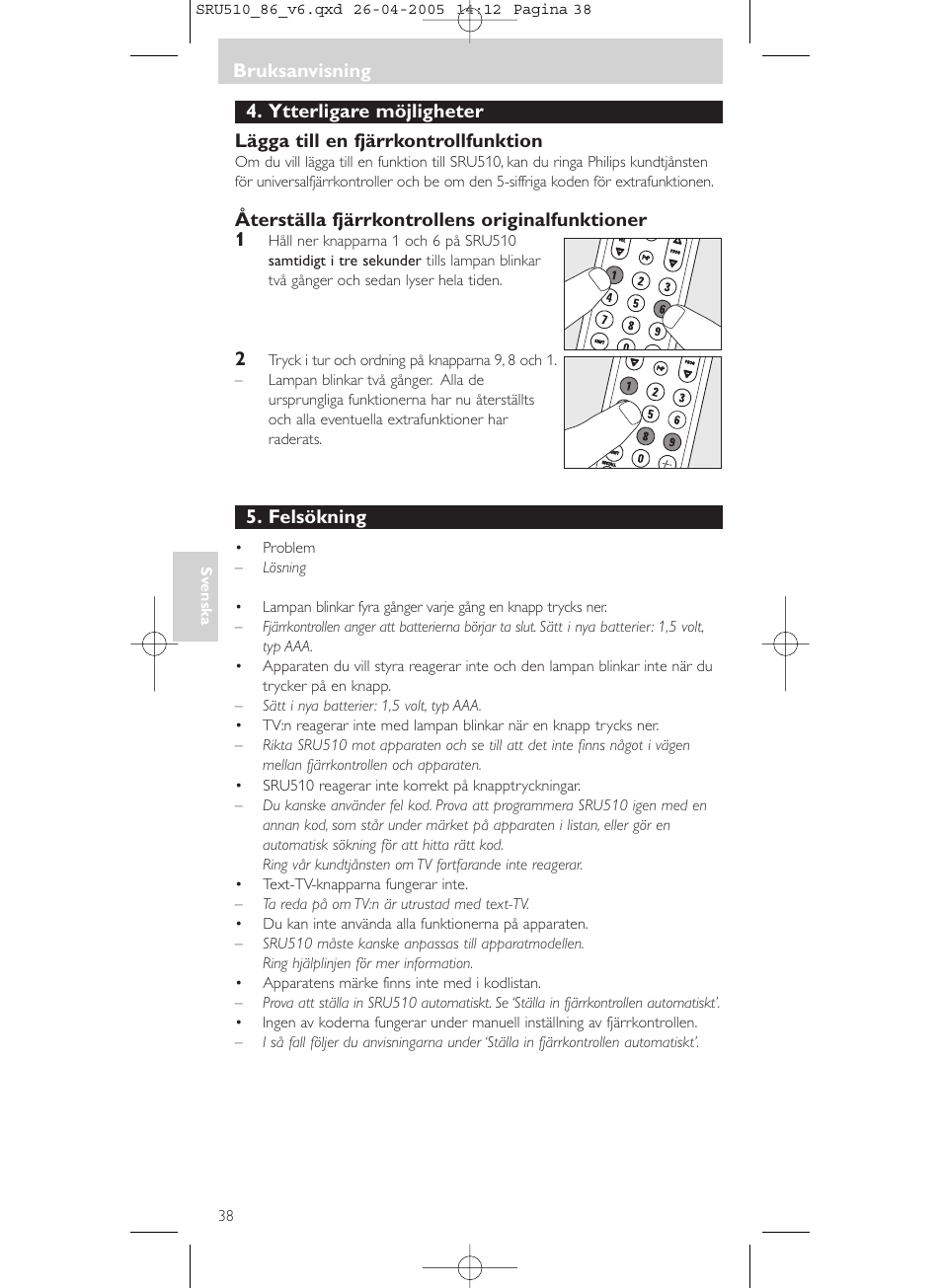 Philips SRU 510/86 User Manual | Page 38 / 60