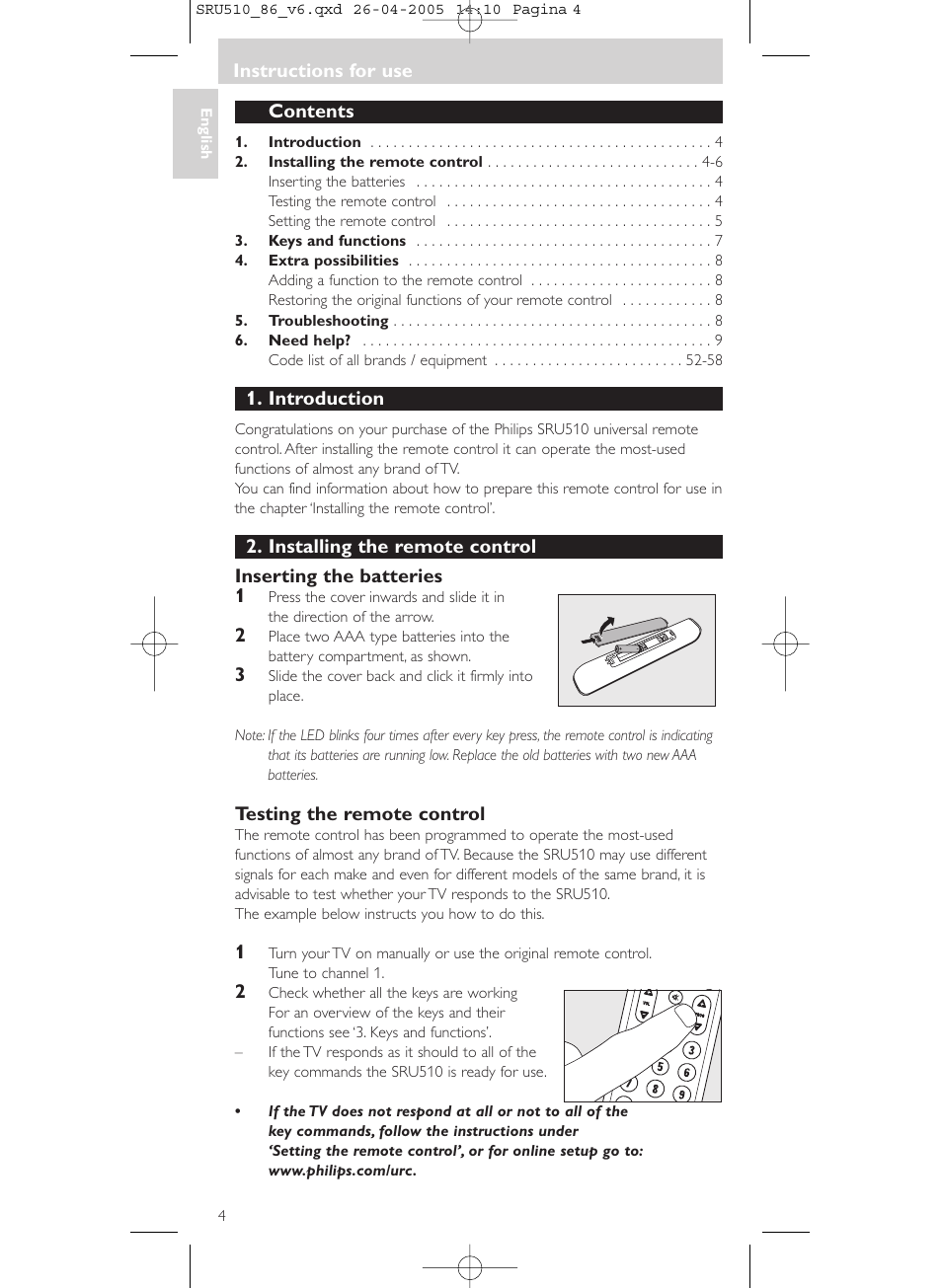 Philips SRU 510/86 User Manual | Page 4 / 60
