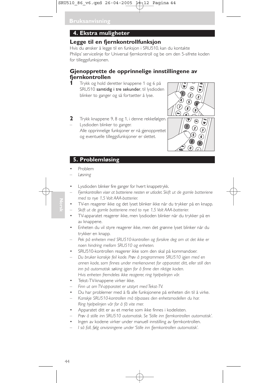 Philips SRU 510/86 User Manual | Page 44 / 60