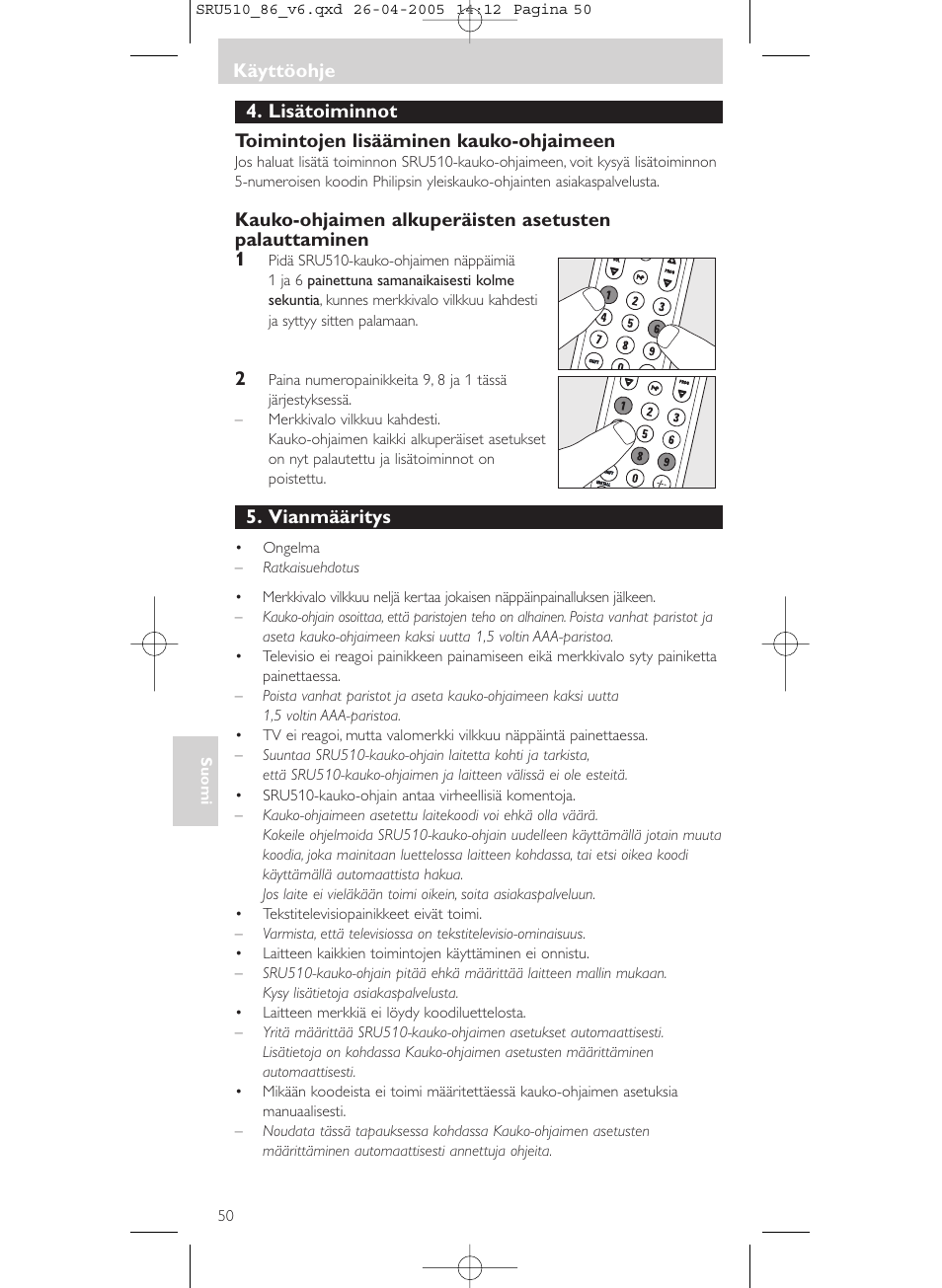 Philips SRU 510/86 User Manual | Page 50 / 60