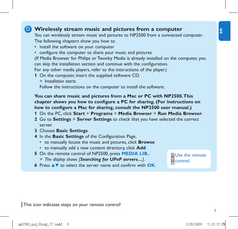 Philips Streamium NP2500/37B User Manual | Page 11 / 21