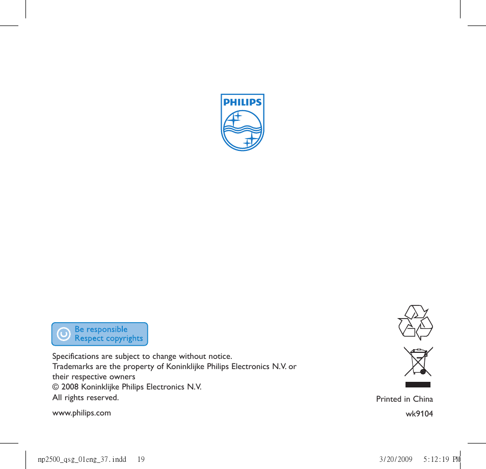 Philips Streamium NP2500/37B User Manual | Page 21 / 21