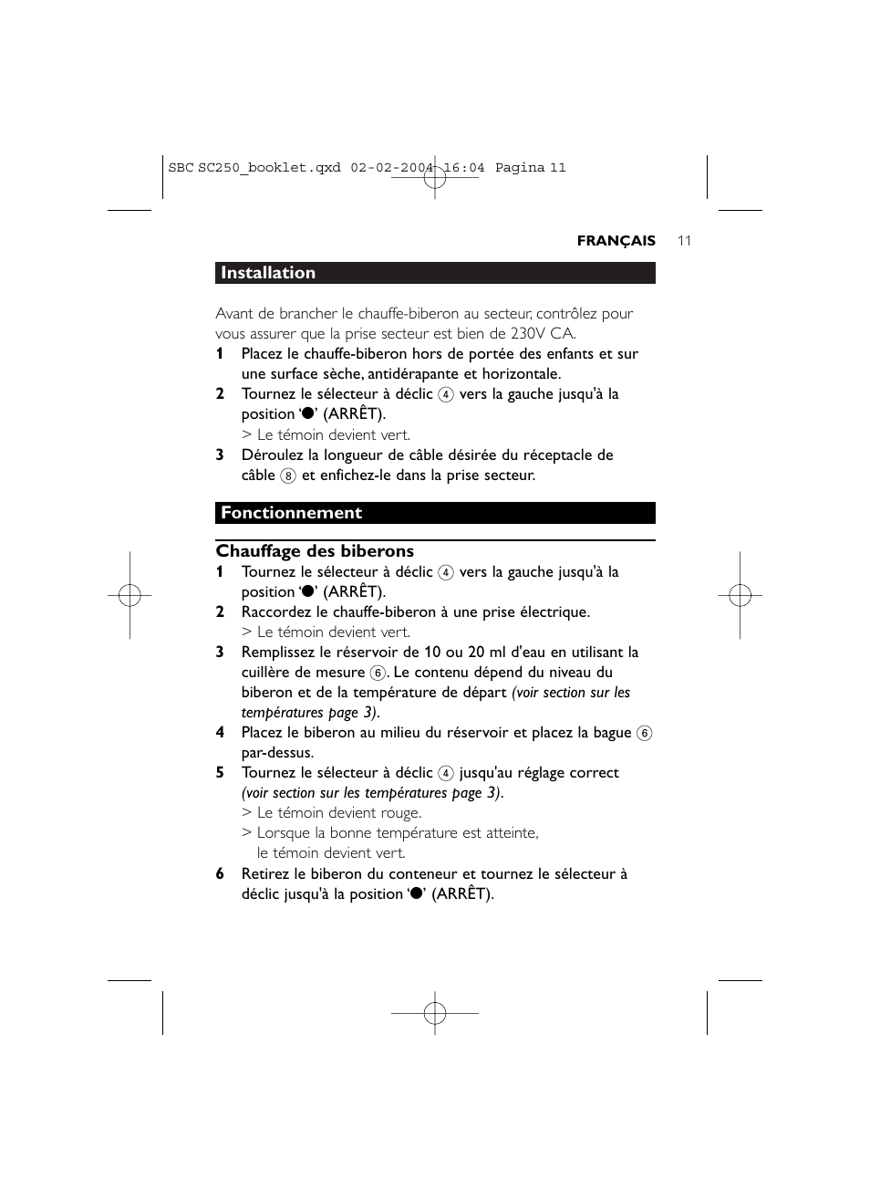 Philips SC250SBC User Manual | Page 11 / 76