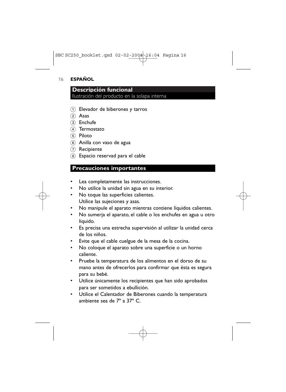 Philips SC250SBC User Manual | Page 16 / 76
