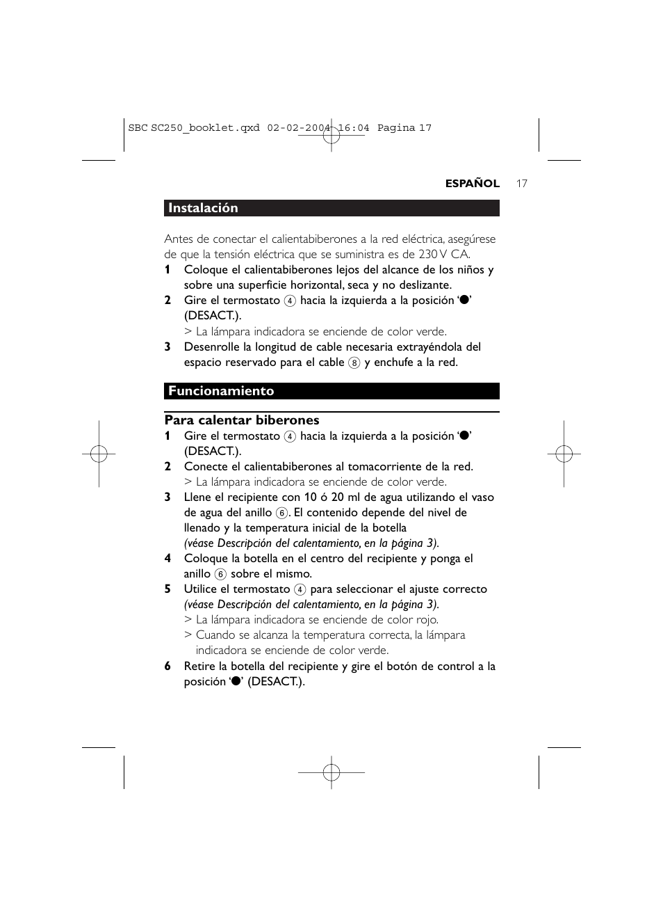 Philips SC250SBC User Manual | Page 17 / 76
