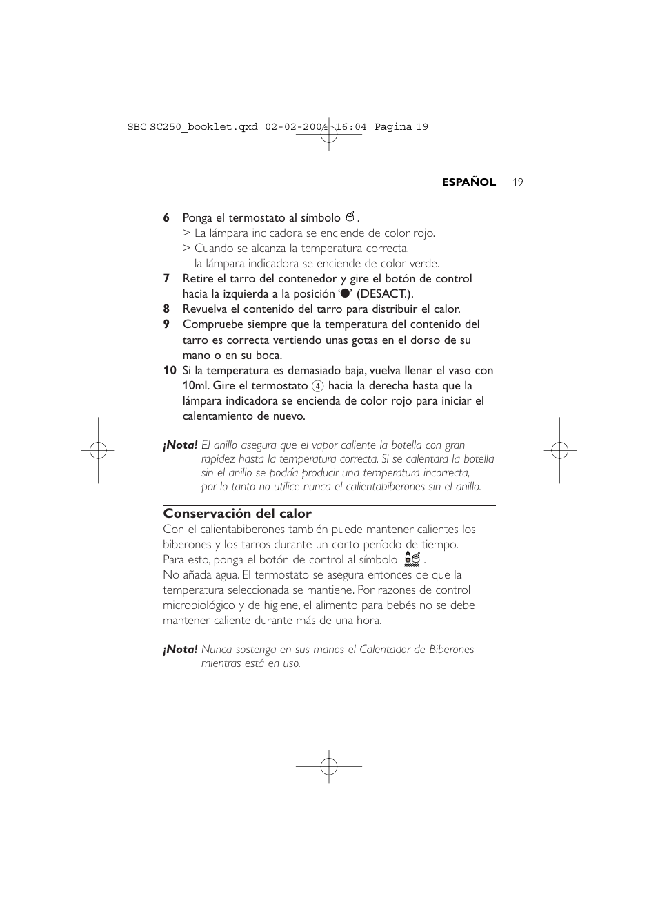 Philips SC250SBC User Manual | Page 19 / 76