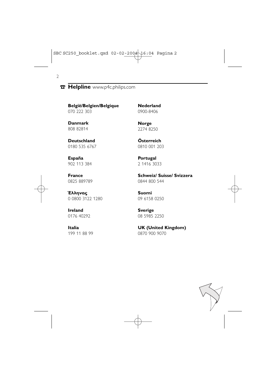 Philips SC250SBC User Manual | Page 2 / 76