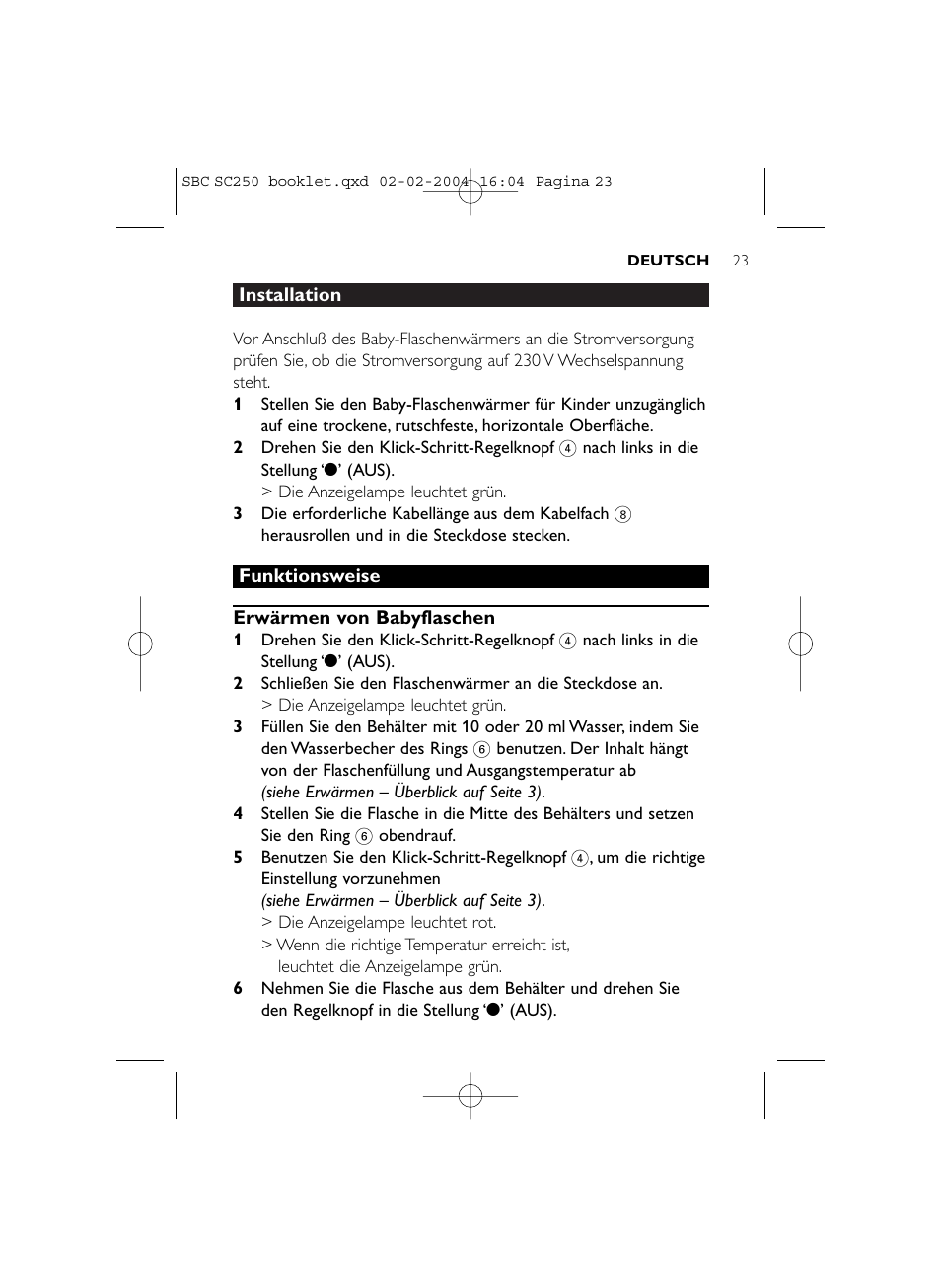 Philips SC250SBC User Manual | Page 23 / 76