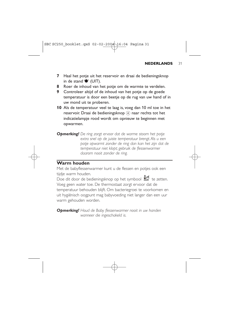 Philips SC250SBC User Manual | Page 31 / 76