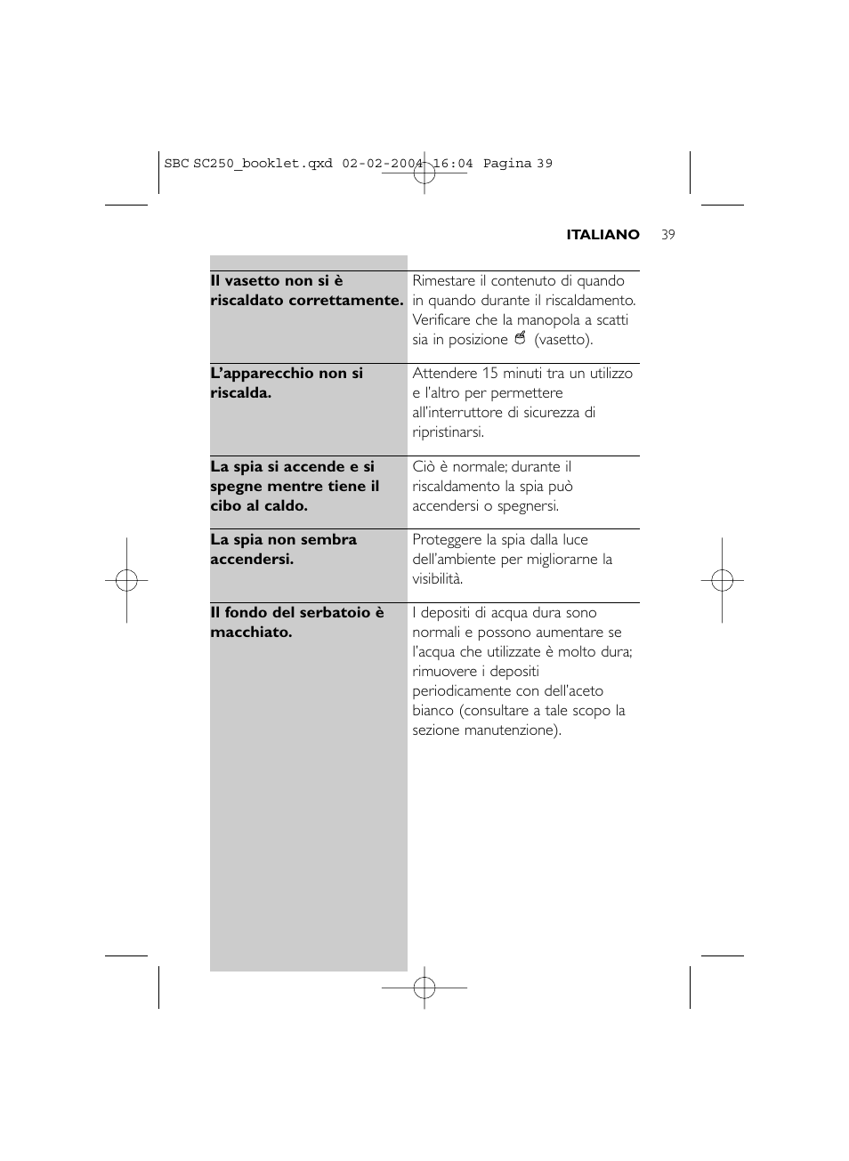 Philips SC250SBC User Manual | Page 39 / 76
