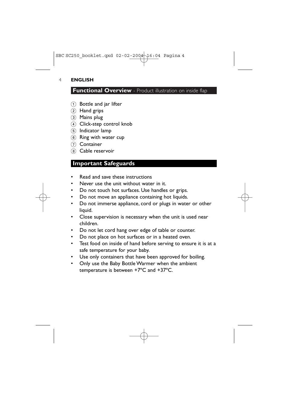 Philips SC250SBC User Manual | Page 4 / 76