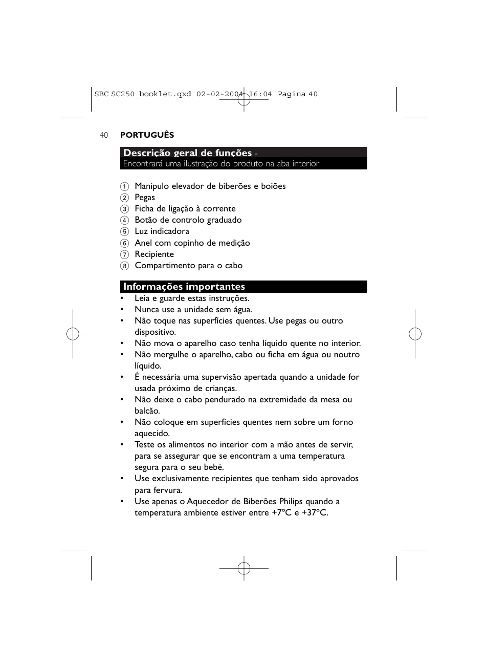 Philips SC250SBC User Manual | Page 40 / 76