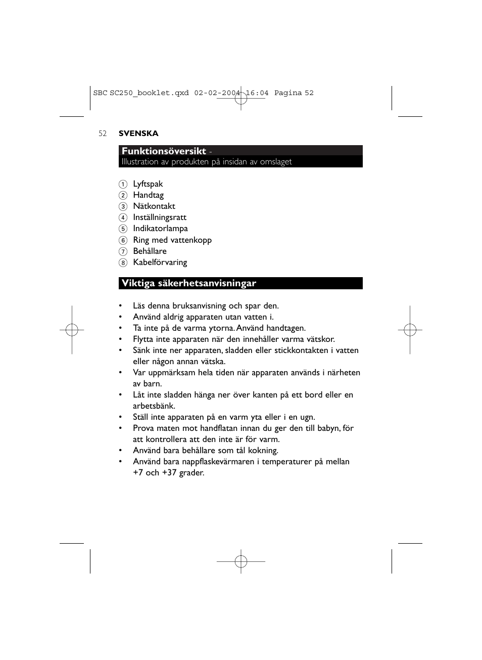 Philips SC250SBC User Manual | Page 52 / 76