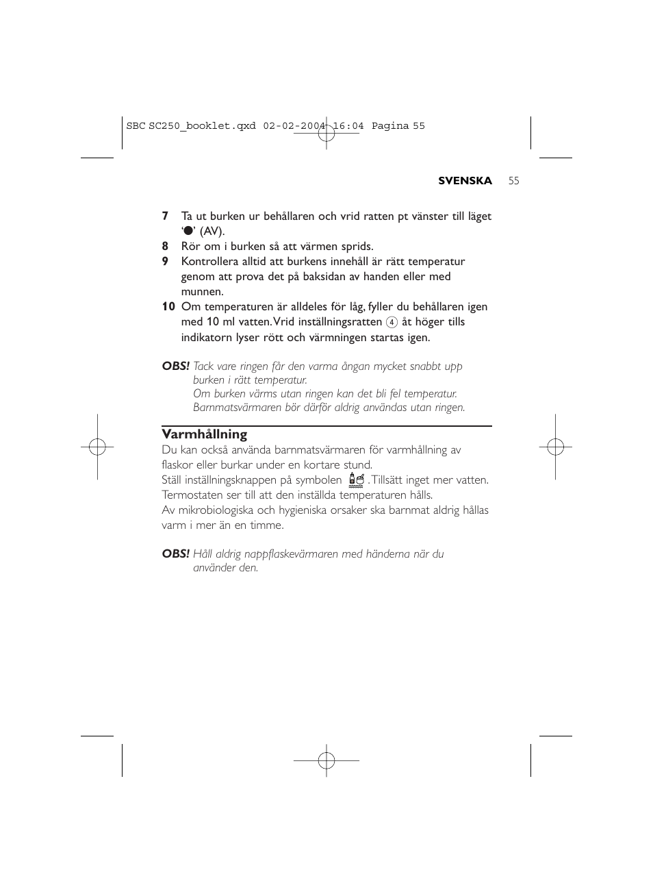 Philips SC250SBC User Manual | Page 55 / 76