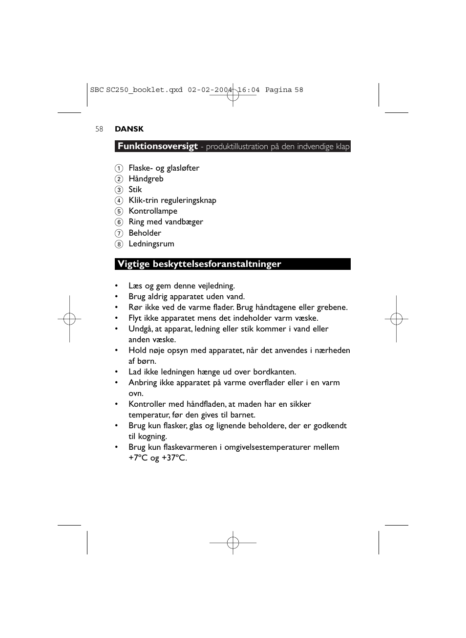 Philips SC250SBC User Manual | Page 58 / 76