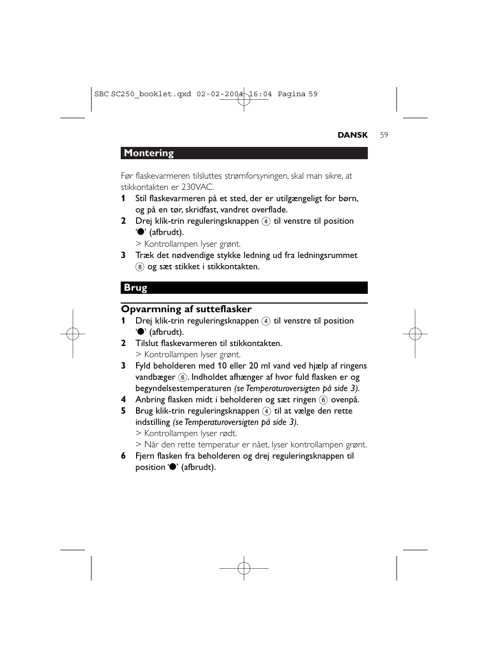 Philips SC250SBC User Manual | Page 59 / 76