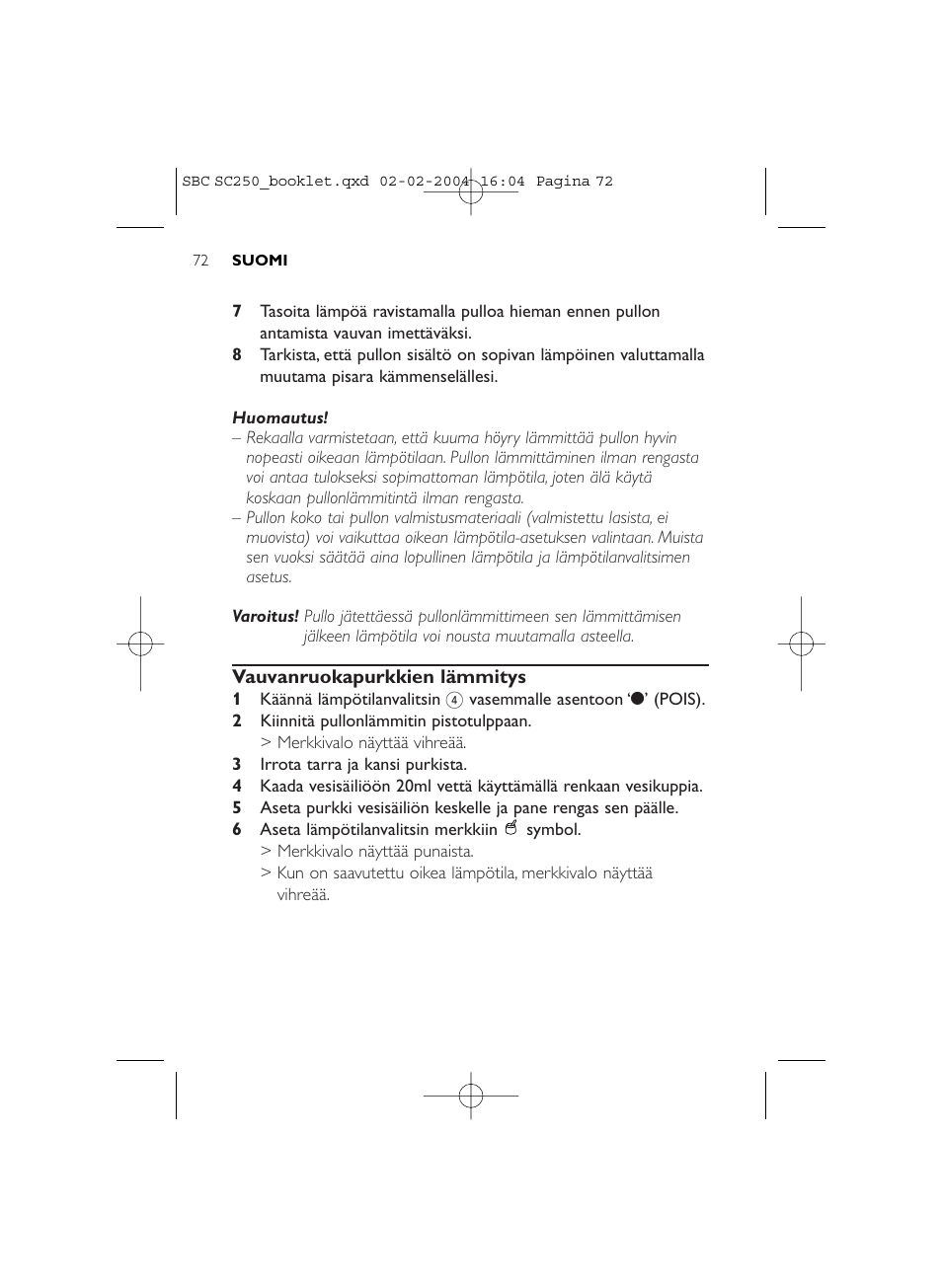 Philips SC250SBC User Manual | Page 72 / 76
