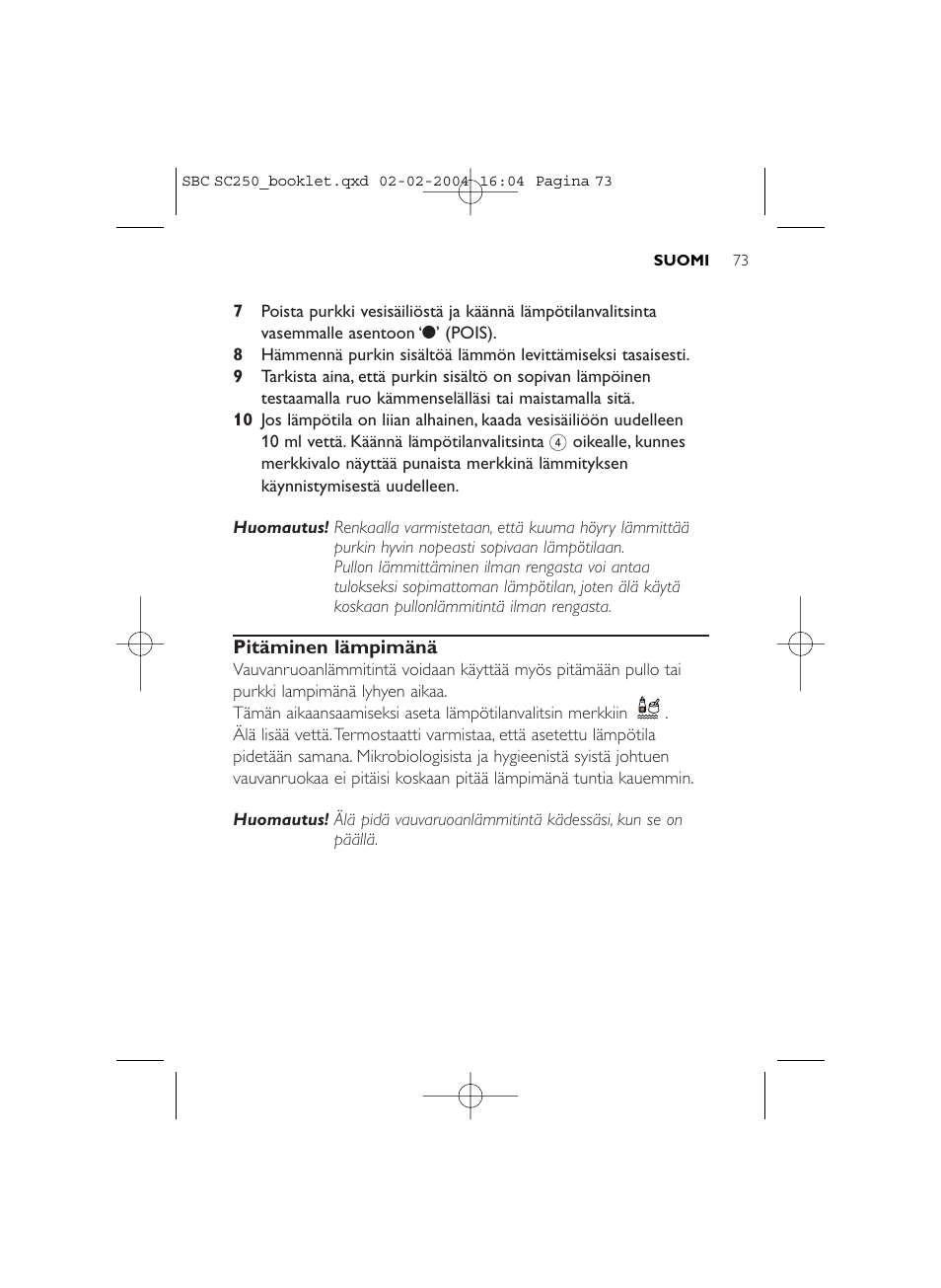 Philips SC250SBC User Manual | Page 73 / 76