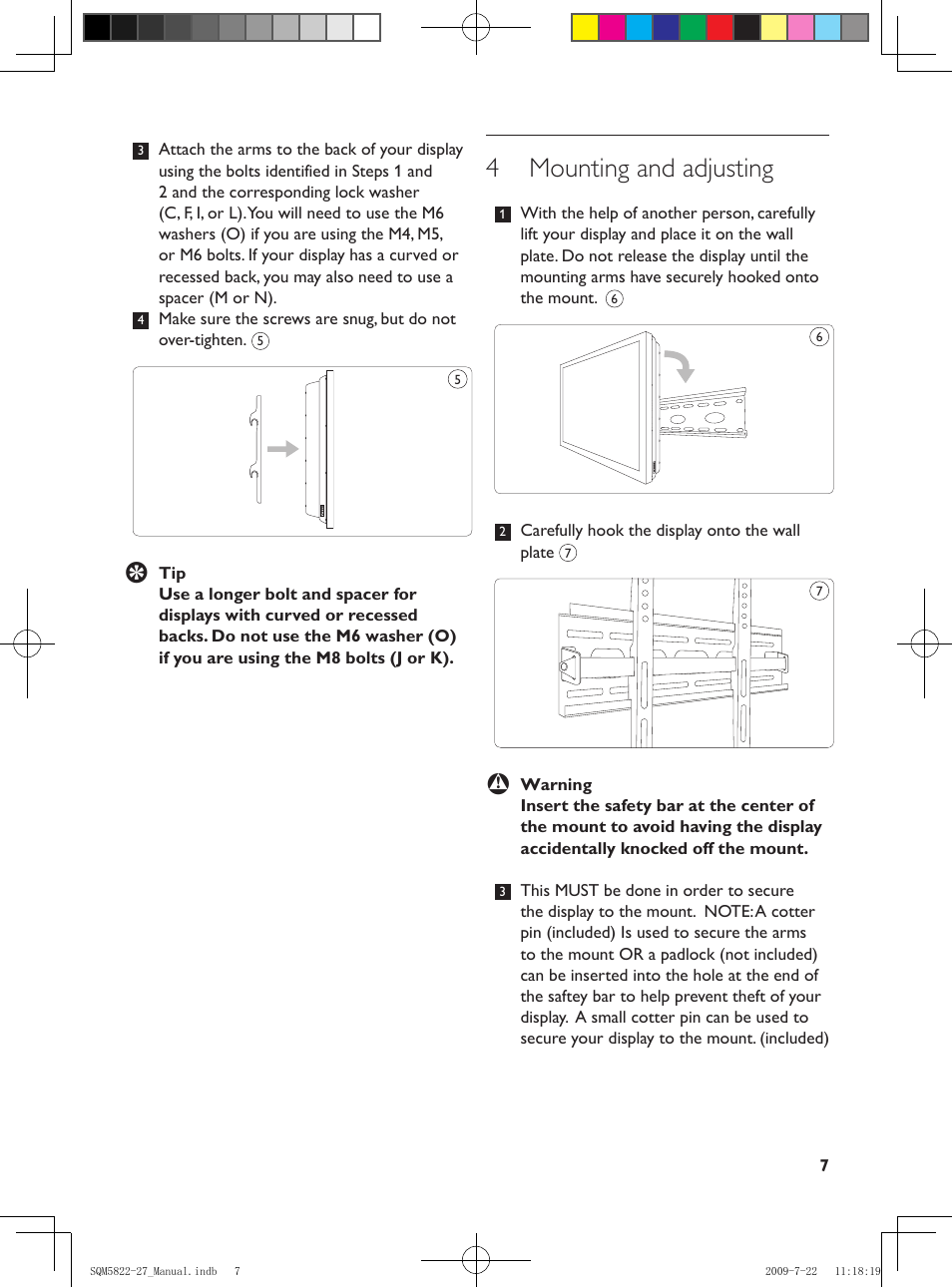 4 mounting and adjusting | Philips SQM5822/27 User Manual | Page 7 / 10