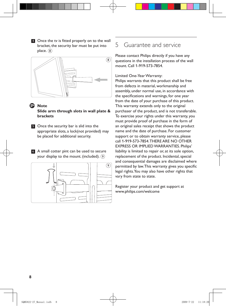 5 guarantee and service | Philips SQM5822/27 User Manual | Page 8 / 10