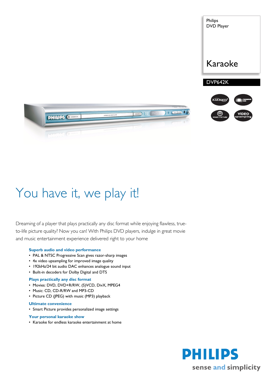 Philips Karaoke DVP642K User Manual | 2 pages