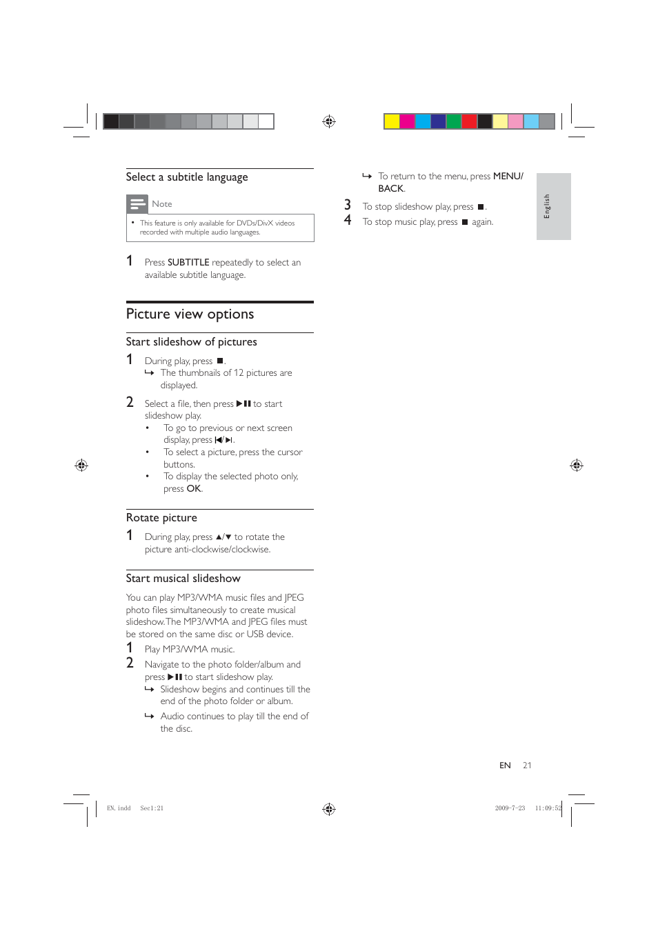 Picture view options | Philips HSB2351X User Manual | Page 21 / 36