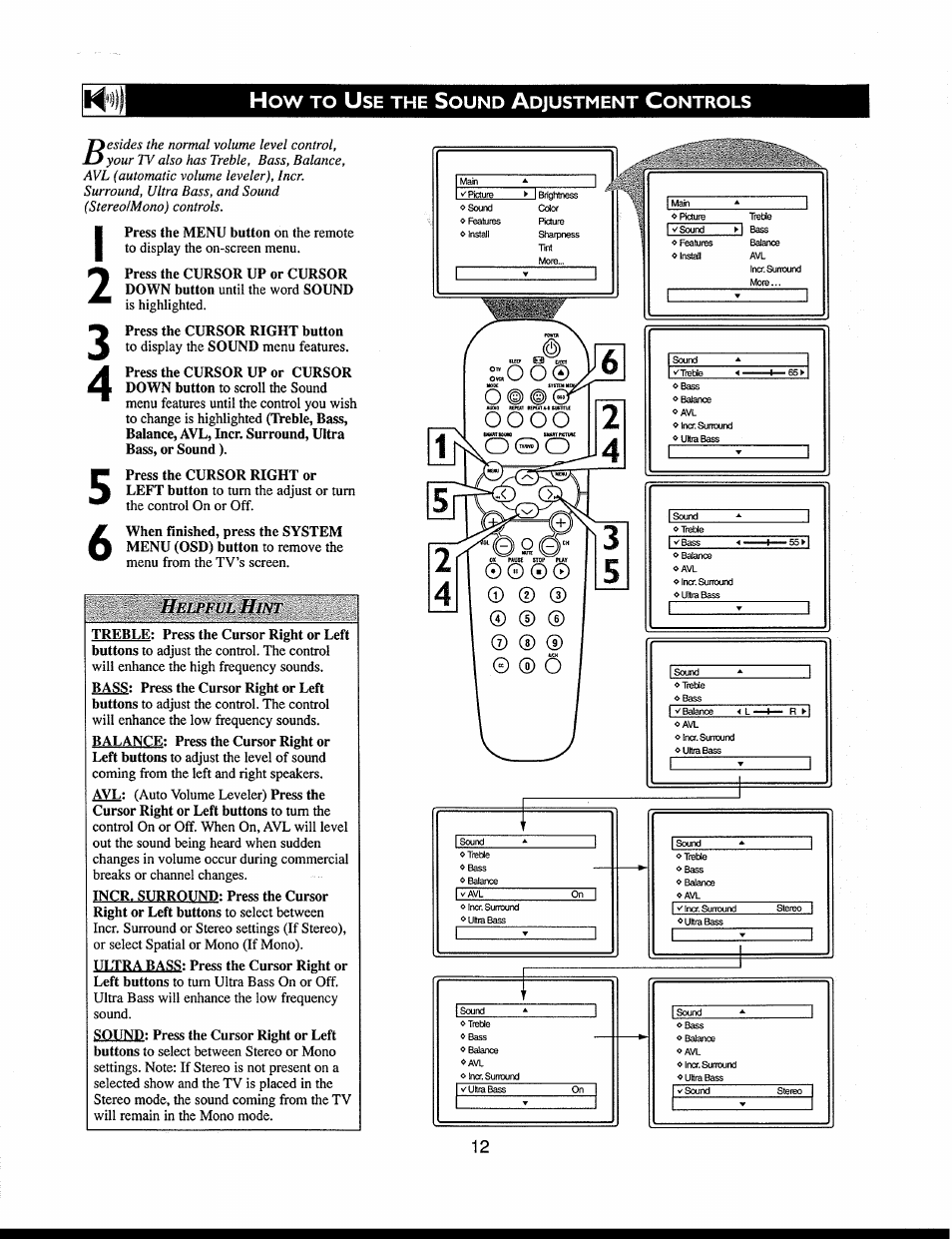 How to use the sound adjustment controls, How to use the tuner mode control | Philips 312123521121 User Manual | Page 12 / 56