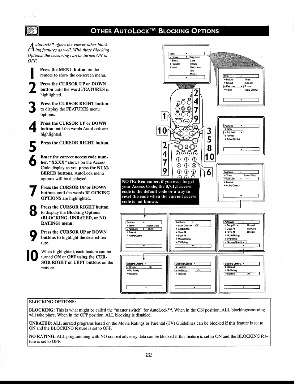 Other autolock™ blocking options, Other autolock^“ blocking options | Philips 312123521121 User Manual | Page 22 / 56