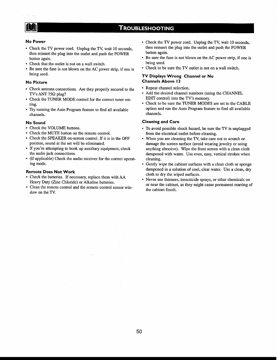 Roubleshooting | Philips 312123521121 User Manual | Page 50 / 56