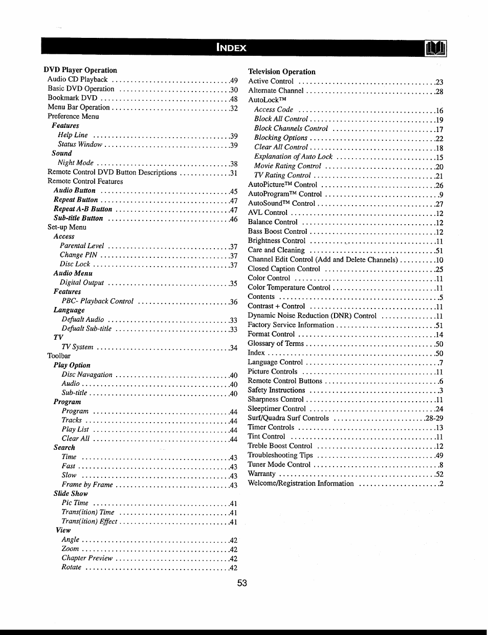 Index, Ndex | Philips 312123521121 User Manual | Page 53 / 56